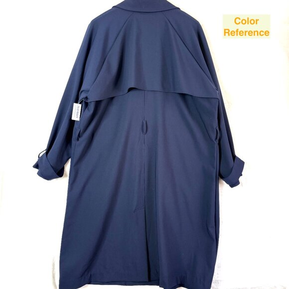 Old Navy Soft Volume Double Breasted Classic Trench Overcoat Womens XXL Blue NEW - Picture 4 of 5
